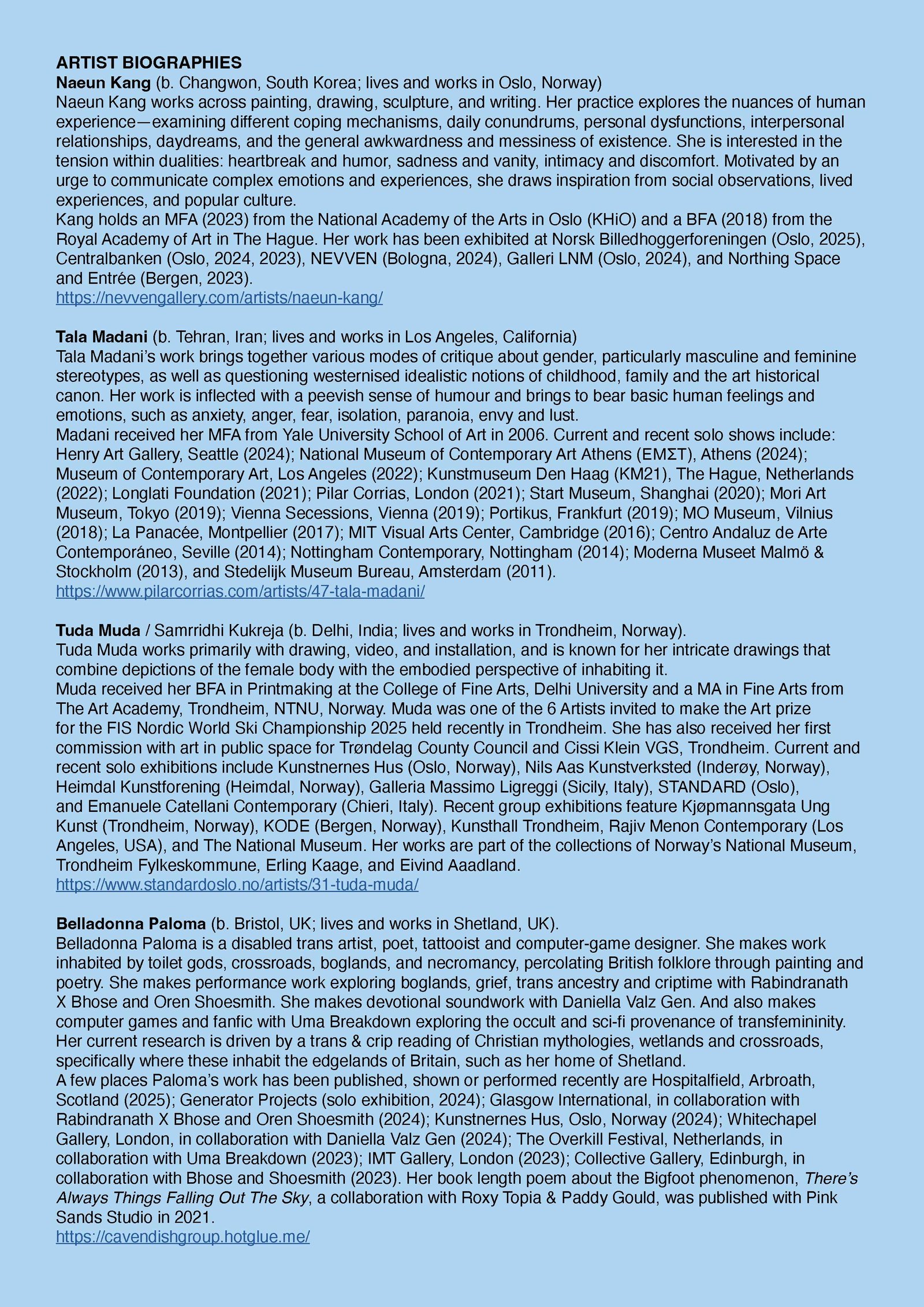 TALA_MADANI_TUDA_MUDA_NAEUN_KANG_BELLADONNA_PALOMA_SNAILS_EXHIBITION_TEXT_GUIDE_GROUP