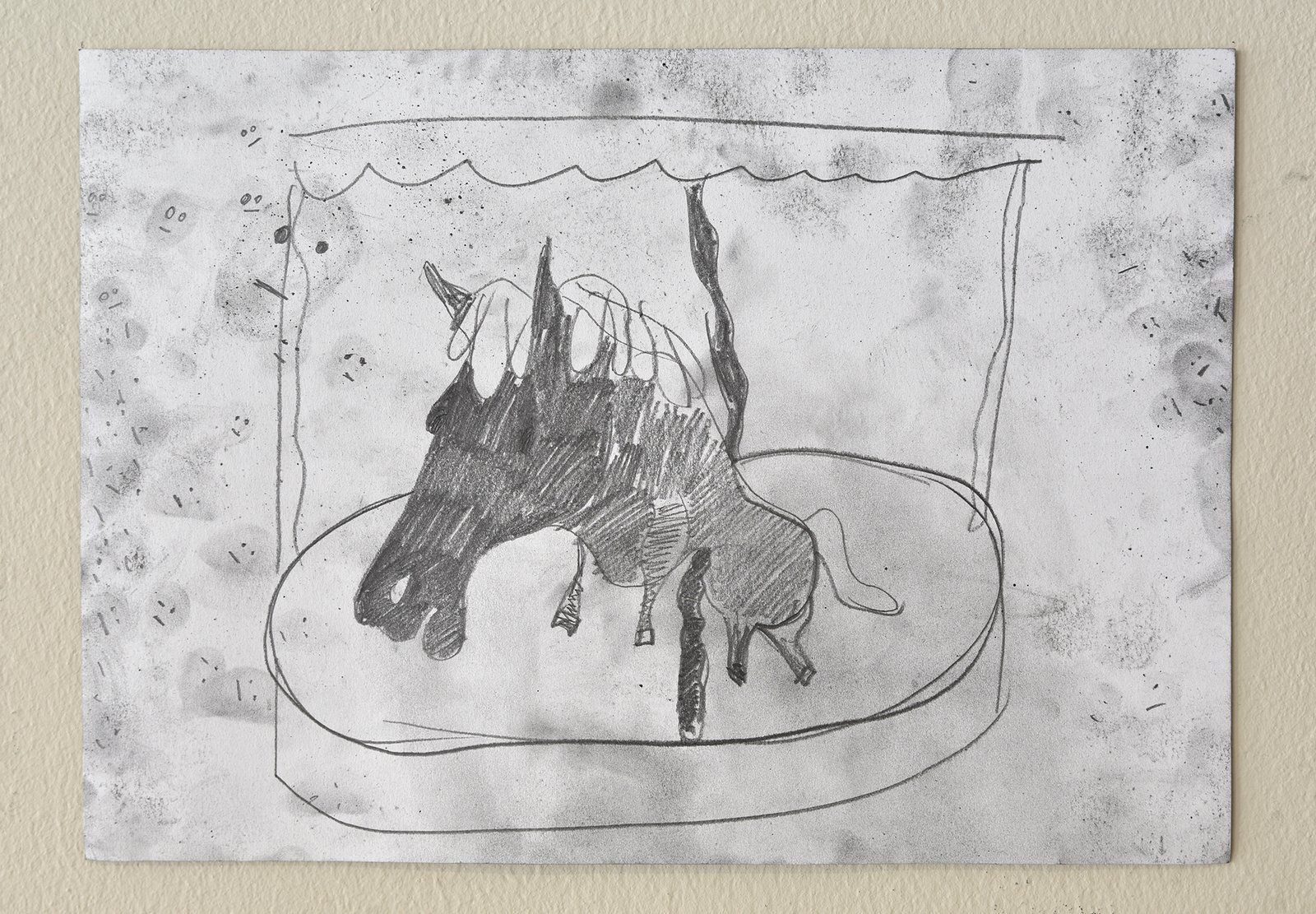 Graphite drawing of carousel horse