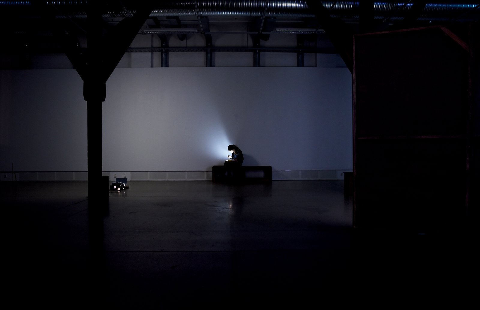 torchlight comicbook reading installation view by artist by anna clawson